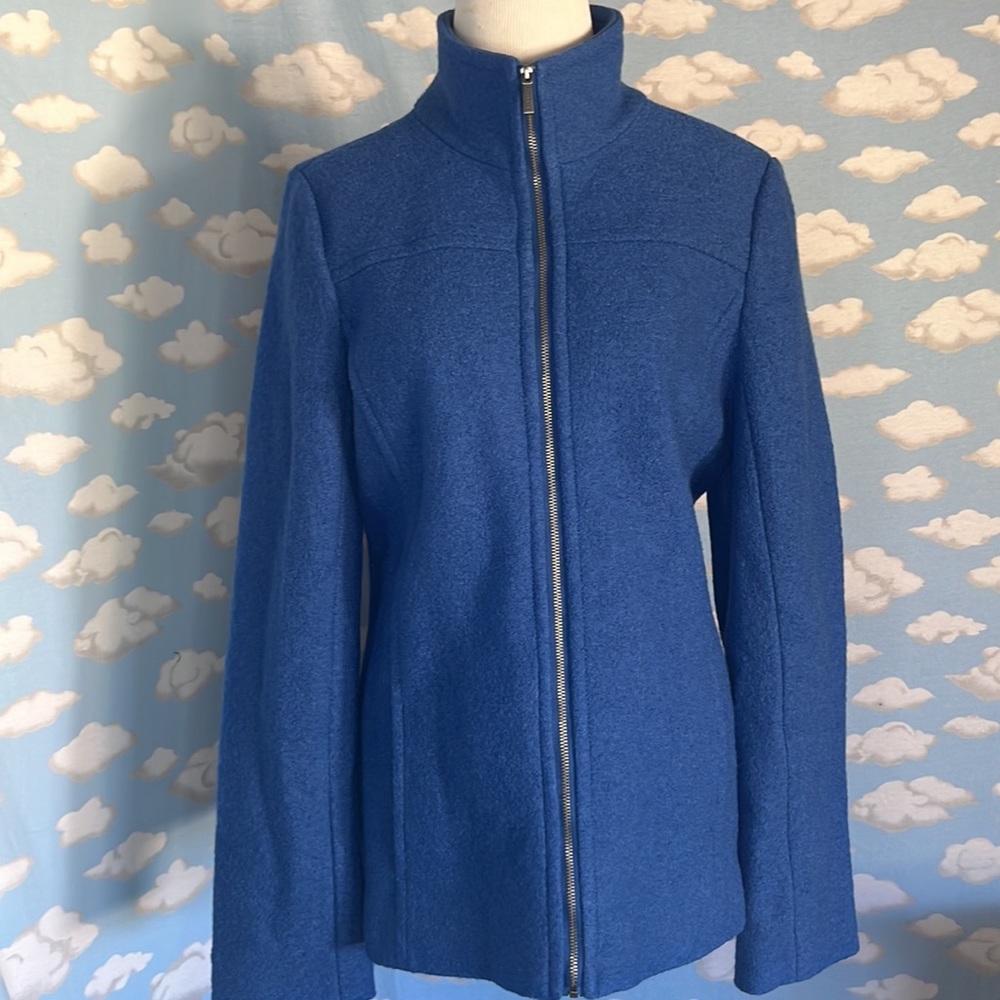 Lands’ End wool‎ blend zip up jacket Blue Size 10 Classic Polished - Picture 3 of 8